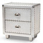baxton studio davet french industrial silver metal 2 drawer nightstand | Modish Furniture Store-2