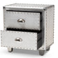 baxton studio davet french industrial silver metal 2 drawer nightstand | Modish Furniture Store-3