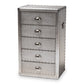 baxton studio davet french industrial silver metal 5 drawer accent storage cabinet | Modish Furniture Store-2