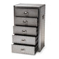 baxton studio davet french industrial silver metal 5 drawer accent storage cabinet | Modish Furniture Store-3