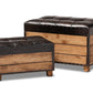 baxton studio marelli rustic dark brown faux leather upholstered 2 piece wood storage trunk ottoman set | Modish Furniture Store-2