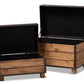 baxton studio marelli rustic dark brown faux leather upholstered 2 piece wood storage trunk ottoman set | Modish Furniture Store-3