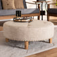 Baxton Studio Vinet Modern and Contemporary Beige Fabric Upholstered Natural Wood Cocktail Ottoman | Modishstore | Ottomans