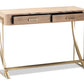 baxton studio lafoy modern and contemporary natural brown finished wood and gold finished 2 drawer console table | Modish Furniture Store-3