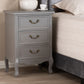 Baxton Studio Capucine Antique French Country Cottage Grey Finished Wood 3-Drawer Nightstand | Modishstore | Nightstands