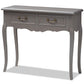 baxton studio capucine antique french country cottage grey finished wood 2 drawer console table | Modish Furniture Store-2