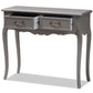 baxton studio capucine antique french country cottage grey finished wood 2 drawer console table | Modish Furniture Store-3