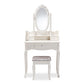 baxton studio veronique traditional french provincial white finished wood 2 piece vanity table with mirror and ottoman | Modish Furniture Store-3