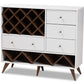 baxton studio savino mid century modern white and walnut finished wood wine cabinet | Modish Furniture Store-2