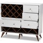 baxton studio savino mid century modern white and walnut finished wood wine cabinet | Modish Furniture Store-3