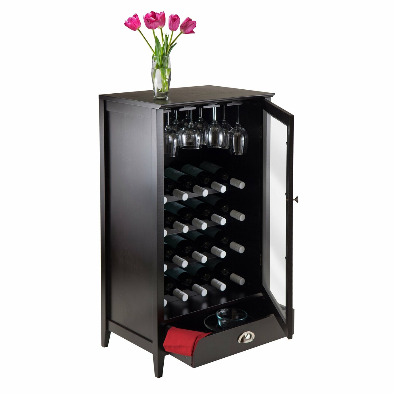 Bordeaux Modular Wine Cabinet 20-Bottle Shelf By Winsome Wood