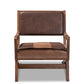 baxton studio rovelyn rustic brown faux leather upholstered walnut finished wood lounge chair | Modish Furniture Store-3