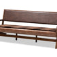 baxton studio rovelyn rustic brown faux leather upholstered walnut finished wood sofa | Modish Furniture Store-2