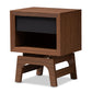 baxton studio svante mid century modern walnut brown and dark gray finished wood 1 drawer nightstand | Modish Furniture Store-2