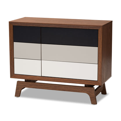 Baxton Studio Svante Mid-Century Modern Multicolor Finished Wood 6-Drawer Chest | Drawers | Modishstore