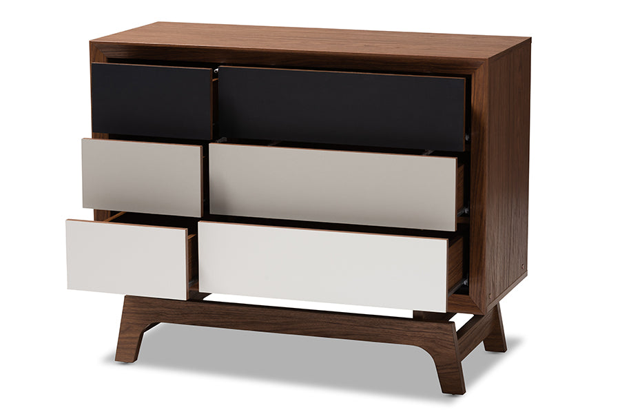 Baxton Studio Svante Mid-Century Modern Multicolor Finished Wood 6-Drawer Chest | Drawers | Modishstore - 8