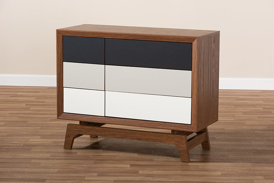 Baxton Studio Svante Mid-Century Modern Multicolor Finished Wood 6-Drawer Chest | Drawers | Modishstore - 3