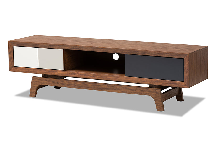baxton studio svante mid century modern multicolor finished wood 3 drawer tv stand | Modish Furniture Store-2