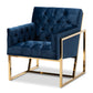 baxton studio milano modern and contemporary navy velvet fabric upholstered gold finished lounge chair | Modish Furniture Store-2