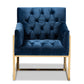 baxton studio milano modern and contemporary navy velvet fabric upholstered gold finished lounge chair | Modish Furniture Store-3
