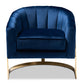 baxton studio tomasso glam royal blue velvet fabric upholstered gold finished lounge chair | Modish Furniture Store-3