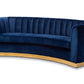 baxton studio milena glam royal blue velvet fabric upholstered gold finished sofa | Modish Furniture Store-2