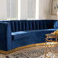 Baxton Studio Milena Glam Royal Blue Velvet Fabric Upholstered Gold-Finished Sofa | Modishstore | Sofas