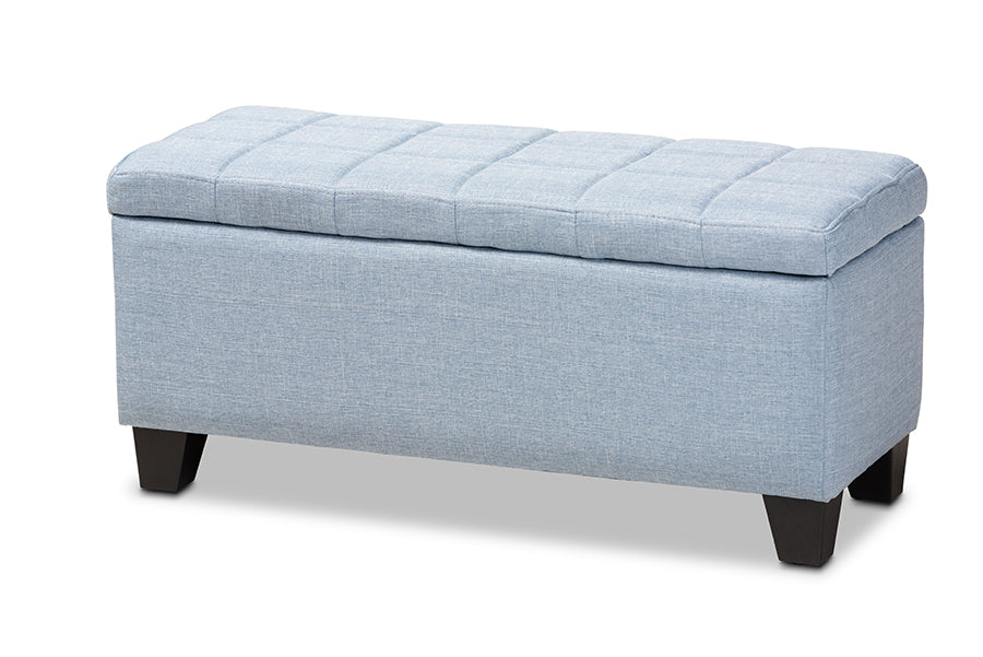 baxton studio fera modern and contemporary light blue fabric upholstered storage ottoman | Modish Furniture Store-2