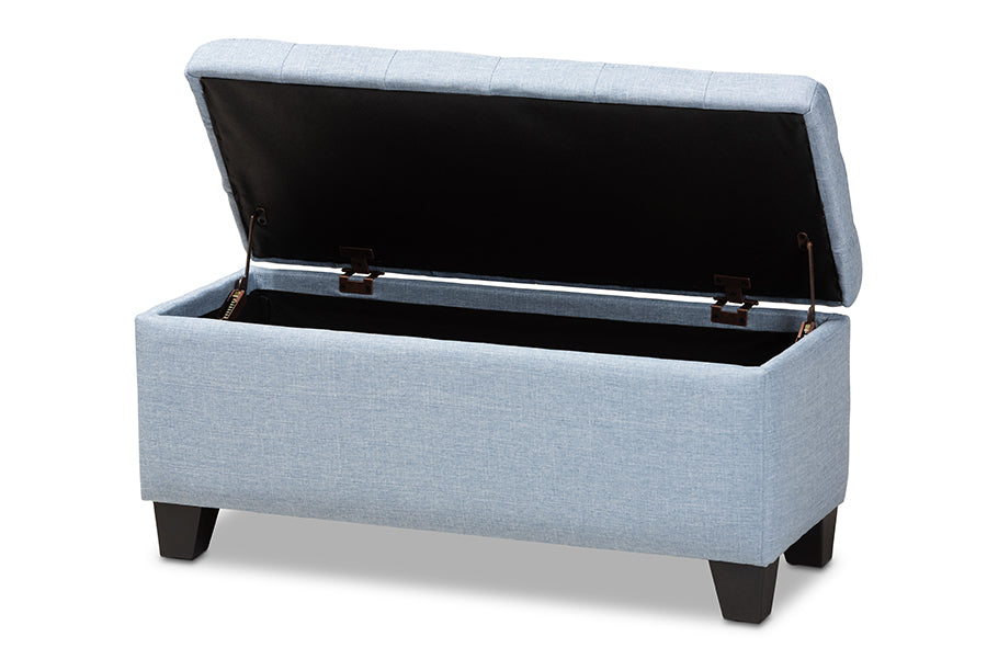 baxton studio fera modern and contemporary light blue fabric upholstered storage ottoman | Modish Furniture Store-3