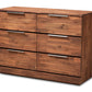 baxton studio austin modern and contemporary caramel brown finished 6 drawer wood dresser | Modish Furniture Store-2