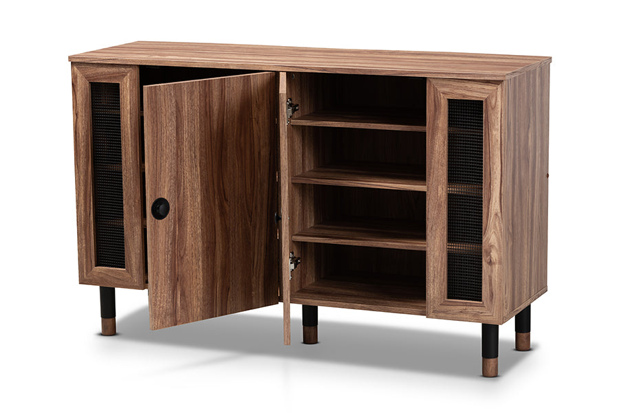 baxton studio valina modern and contemporary 2 door wood entryway shoe storage cabinet with screen inserts | Modish Furniture Store-3