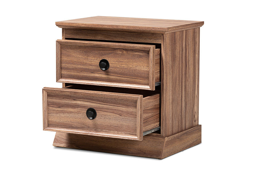 baxton studio ryker modern and contemporary oak finished 2 drawer wood nightstand | Modish Furniture Store-3