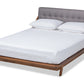baxton studio sante mid century modern grey fabric upholstered wood king size platform bed | Modish Furniture Store-2