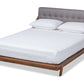 baxton studio sante mid century modern grey fabric upholstered wood queen size platform bed | Modish Furniture Store-2