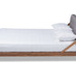 baxton studio sante mid century modern grey fabric upholstered wood king size platform bed | Modish Furniture Store-3