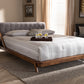 Baxton Studio Sante Mid-Century Modern Grey Fabric Upholstered Wood King Size Platform Bed | Modishstore | Beds