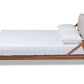 Baxton Studio Sante Mid-Century Modern Light Beige Fabric Upholstered Wood Full Size Platform Bed | Beds | Modishstore - 4