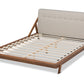 Baxton Studio Sante Mid-Century Modern Light Beige Fabric Upholstered Wood Full Size Platform Bed | Beds | Modishstore - 8