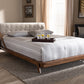 Baxton Studio Sante Mid-Century Modern Light Beige Fabric Upholstered Wood Full Size Platform Bed | Beds | Modishstore