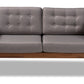 baxton studio lenne mid century modern grey fabric upholstered walnut finished loveseat | Modish Furniture Store-3