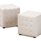 baxton studio elladio modern and contemporary beige fabric upholstered tufted cube ottoman set of 2 | Modish Furniture Store-2