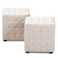 baxton studio elladio modern and contemporary beige fabric upholstered tufted cube ottoman set of 2 | Modish Furniture Store-3