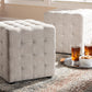 Baxton Studio Elladio Modern and Contemporary Beige Fabric Upholstered Tufted Cube Ottoman Set of 2 | Modishstore | Ottomans