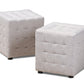 baxton studio elladio modern and contemporary greyish beige fabric upholstered tufted cube ottoman set of 2 | Modish Furniture Store-2
