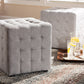 Baxton Studio Elladio Modern and Contemporary Greyish Beige Fabric Upholstered Tufted Cube Ottoman Set of 2 | Modishstore | Ottomans