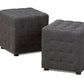 baxton studio elladio modern and contemporary dark grey fabric upholstered tufted cube ottoman set of 2 | Modish Furniture Store-2