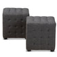 baxton studio elladio modern and contemporary dark grey fabric upholstered tufted cube ottoman set of 2 | Modish Furniture Store-3