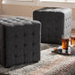 Baxton Studio Elladio Modern and Contemporary Dark Grey Fabric Upholstered Tufted Cube Ottoman Set of 2 | Modishstore | Ottomans