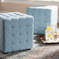 Baxton Studio Elladio Modern and Contemporary Light Blue Fabric Upholstered Tufted Cube Ottoman Set of 2 | Modishstore | Ottomans