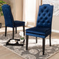 Baxton Studio Dylin Modern and Contemporary Navy Blue Velvet Fabric Upholstered Button Tufted Wood Dining Chair Set of 2 | Modishstore | Dining Chairs